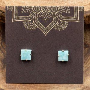 Larimar and Sterling Silver Crystal Stud Earrings - Choose the pair you want